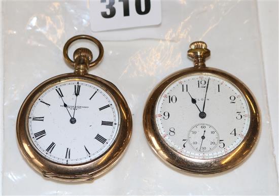 2 x American gold plated pocket watches